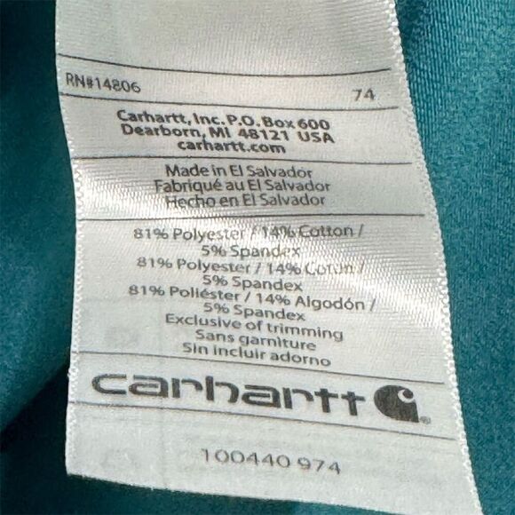 Carhartt Force Women’s XL Quarter Zip Pullover Teal Long Sleeve Workwear Top - Picture 9 of 10